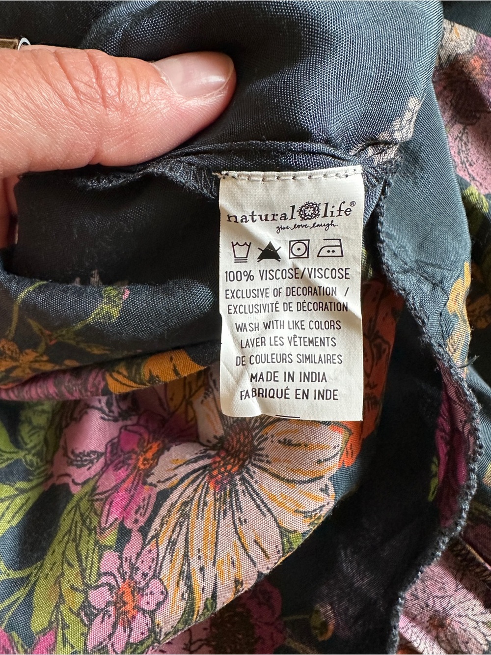NATURAL LIFE Charcoal Wide-Leg Floral Palazzo Pants with Pink & Orange Blooms - Picture 5 of 8